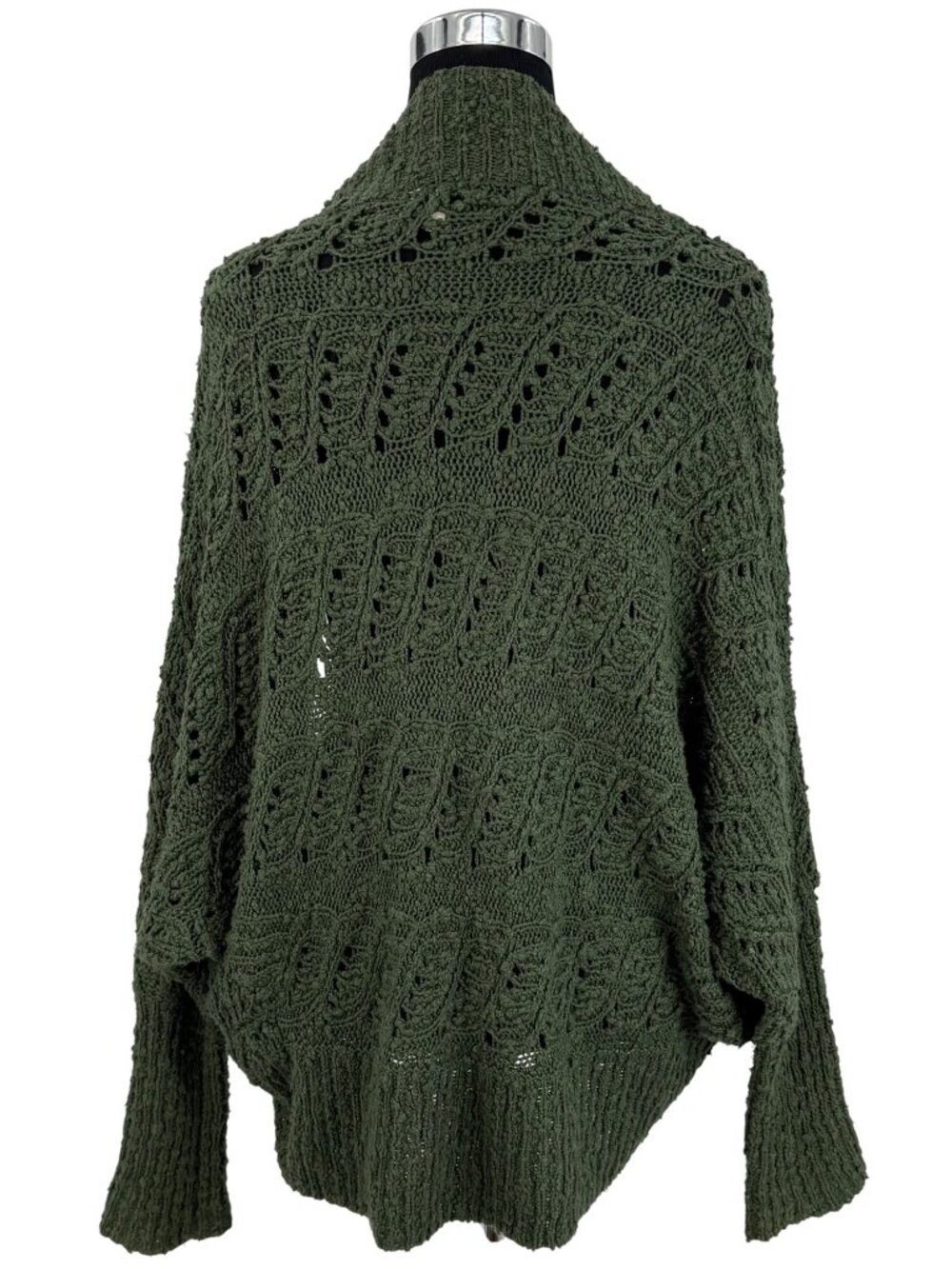 Anthropologie Green Slouchy Knit Dolman Sleeve Open Front Cocoon Cardigan S Boho - Picture 9 of 16